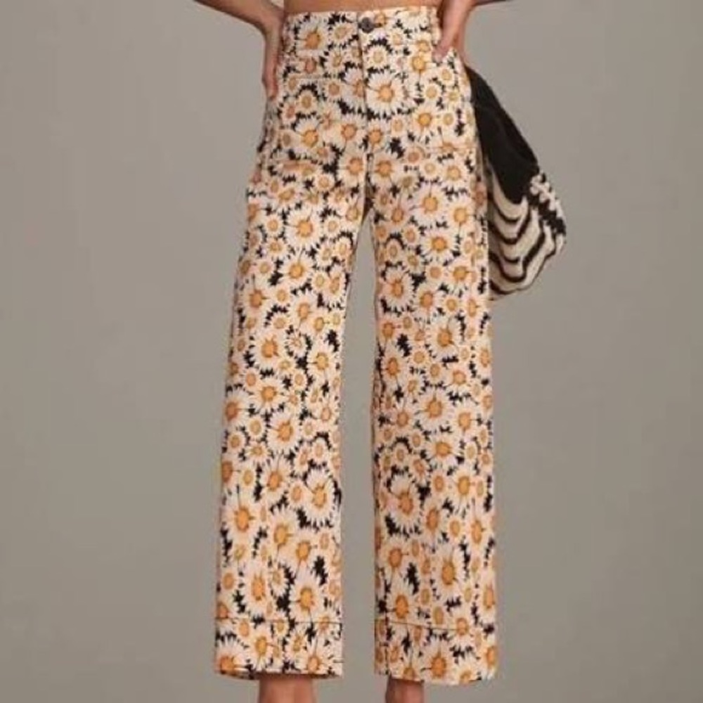 Anthropologie “The Colette” cropped sunflower pants (hardly worn)